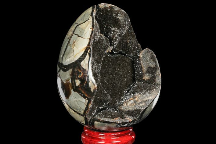 Septarian Dragon Egg Geode - Black Crystals #98903